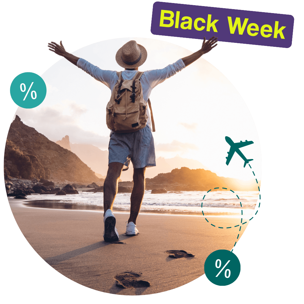 Mann freut sich über Black Week Sale